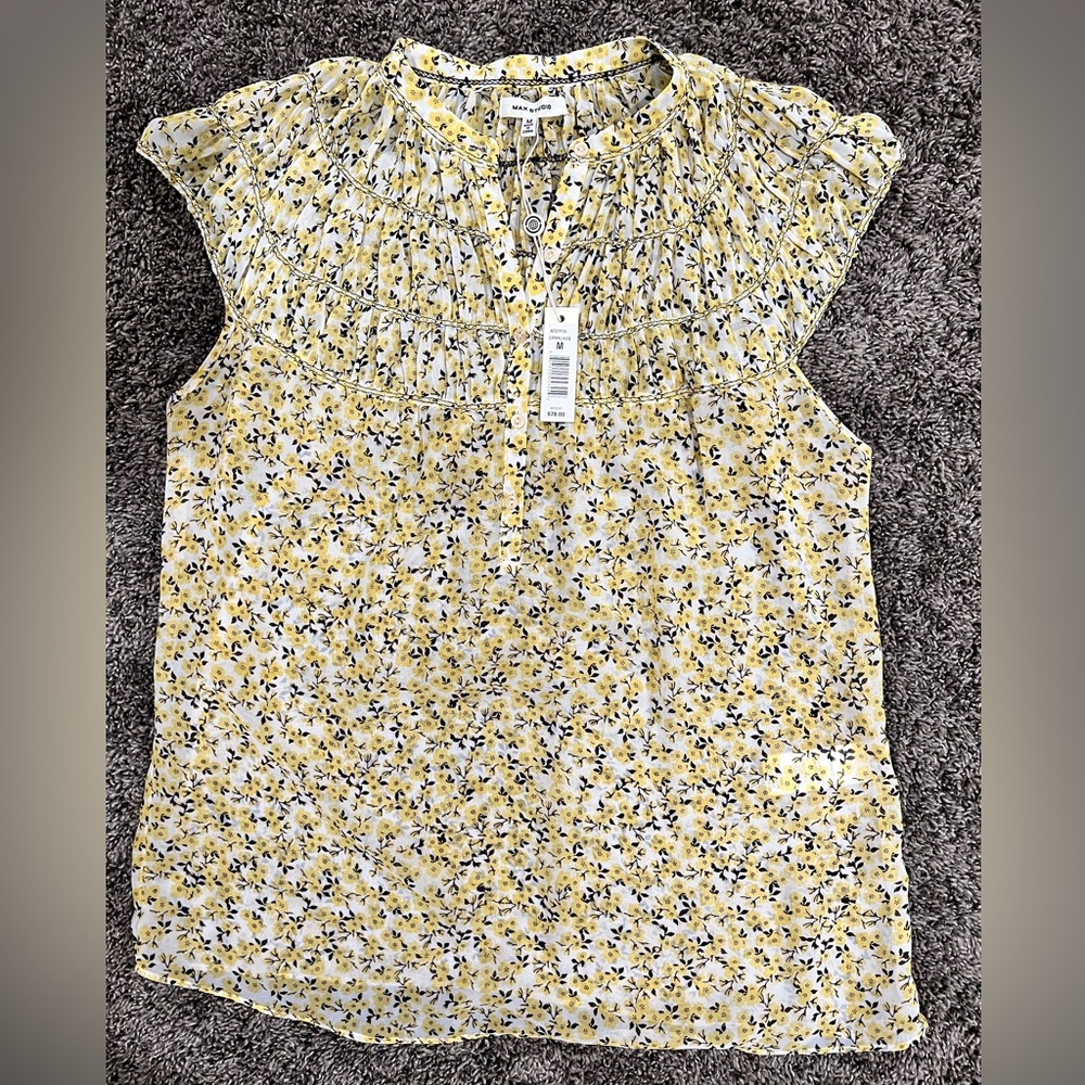 Chiffon yellow floral top
